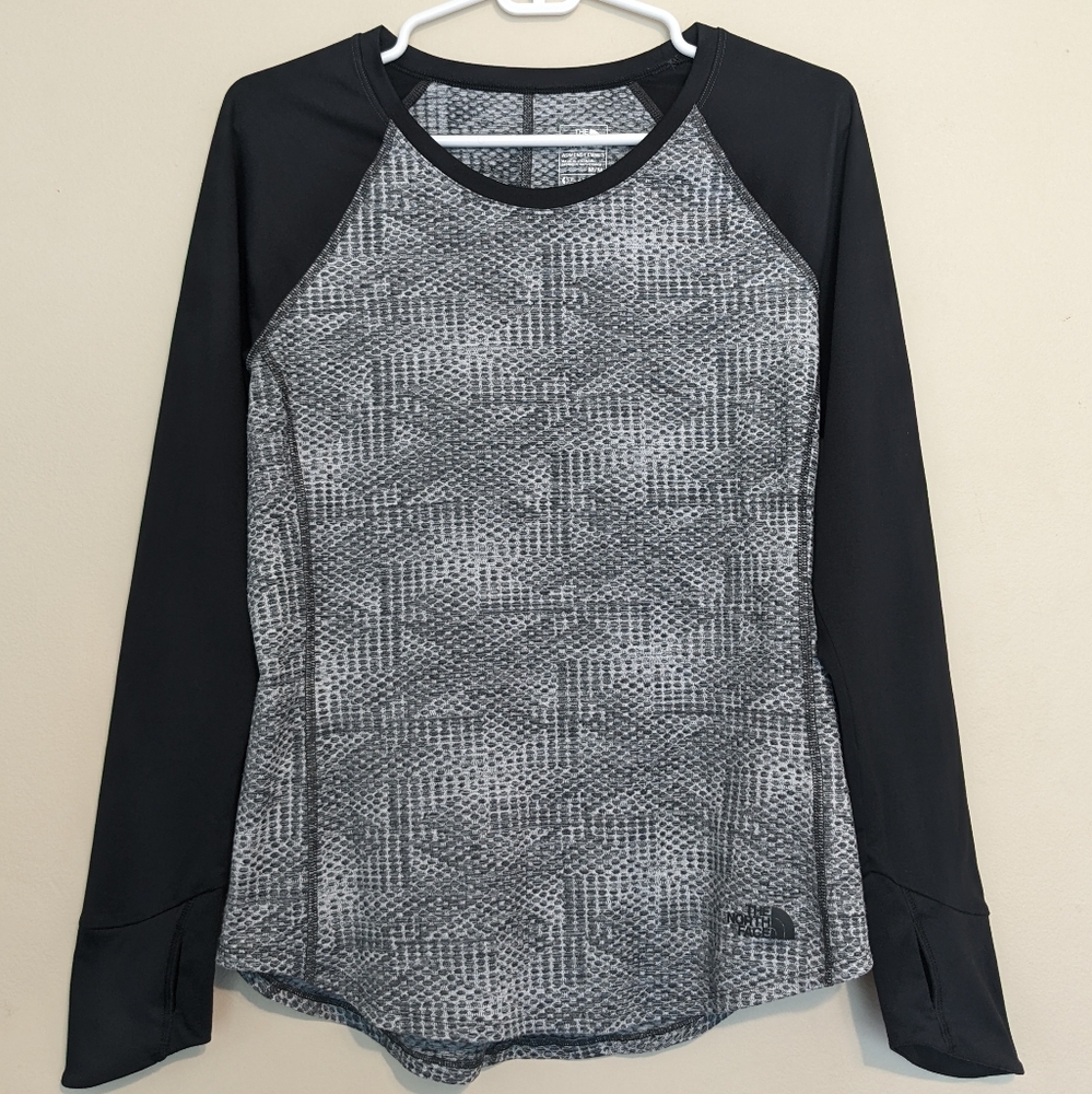The North Face Flashdry Shirt in Gray Black Size Medium Gorpcore Hiking Outdoor